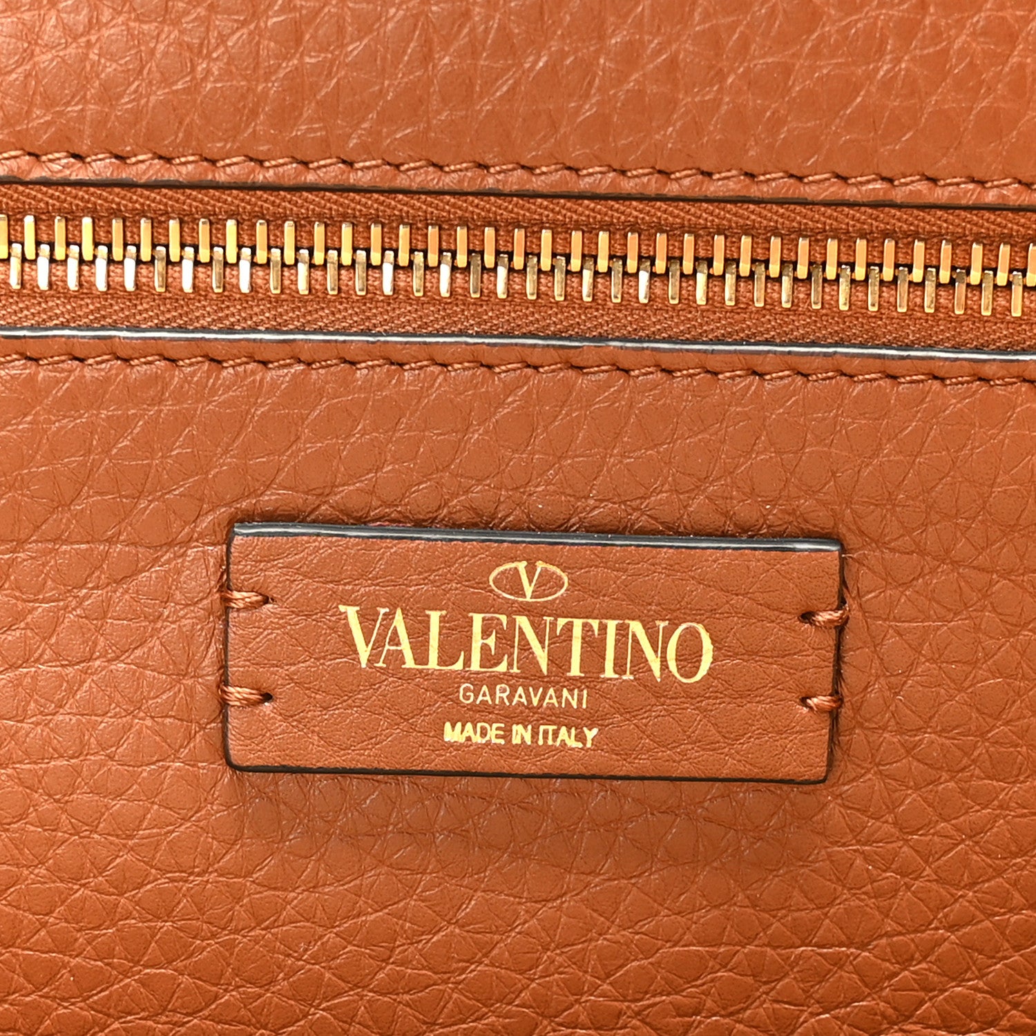 Valentino Garavani Raffia Calfskin Rockstud Tote Naturale Saddle Brown 6 of 8