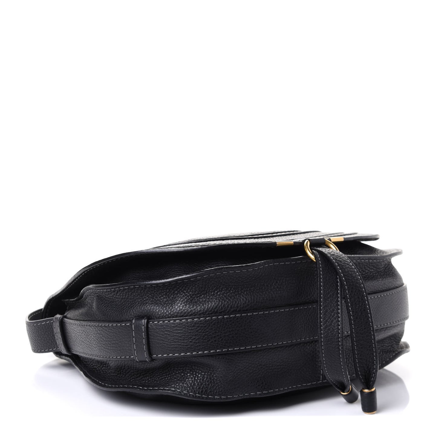 Calfskin Medium Marcie Round Crossbody Bag Black