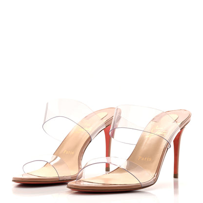 Christian Louboutin Patent PVC Just Nothing 85 Slide Sandals 40 Nude 3 of 9