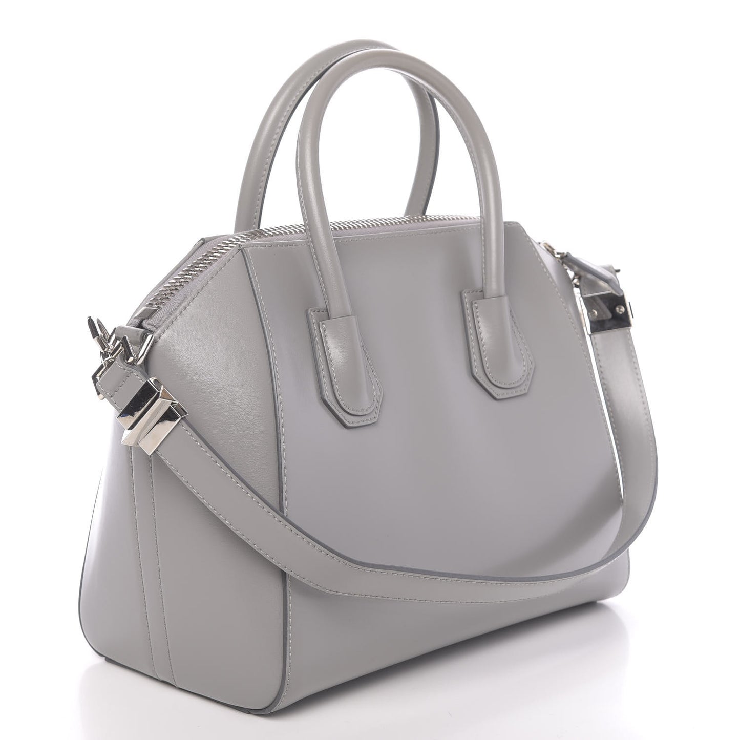 Shiny Lord Calfskin Small Antigona Pearl Grey