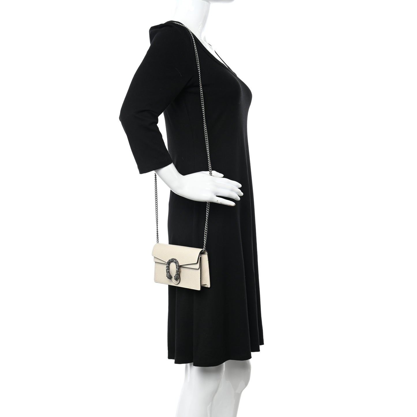 Dollar Calfskin Crystal Super Mini Dionysus Shoulder Bag Mystic White Black Diamond