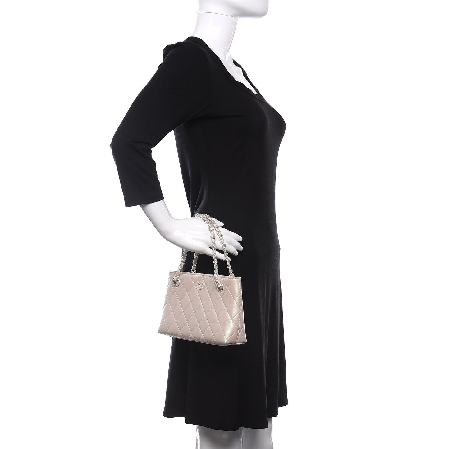 Iridescent Lambskin Quilted Pochette White