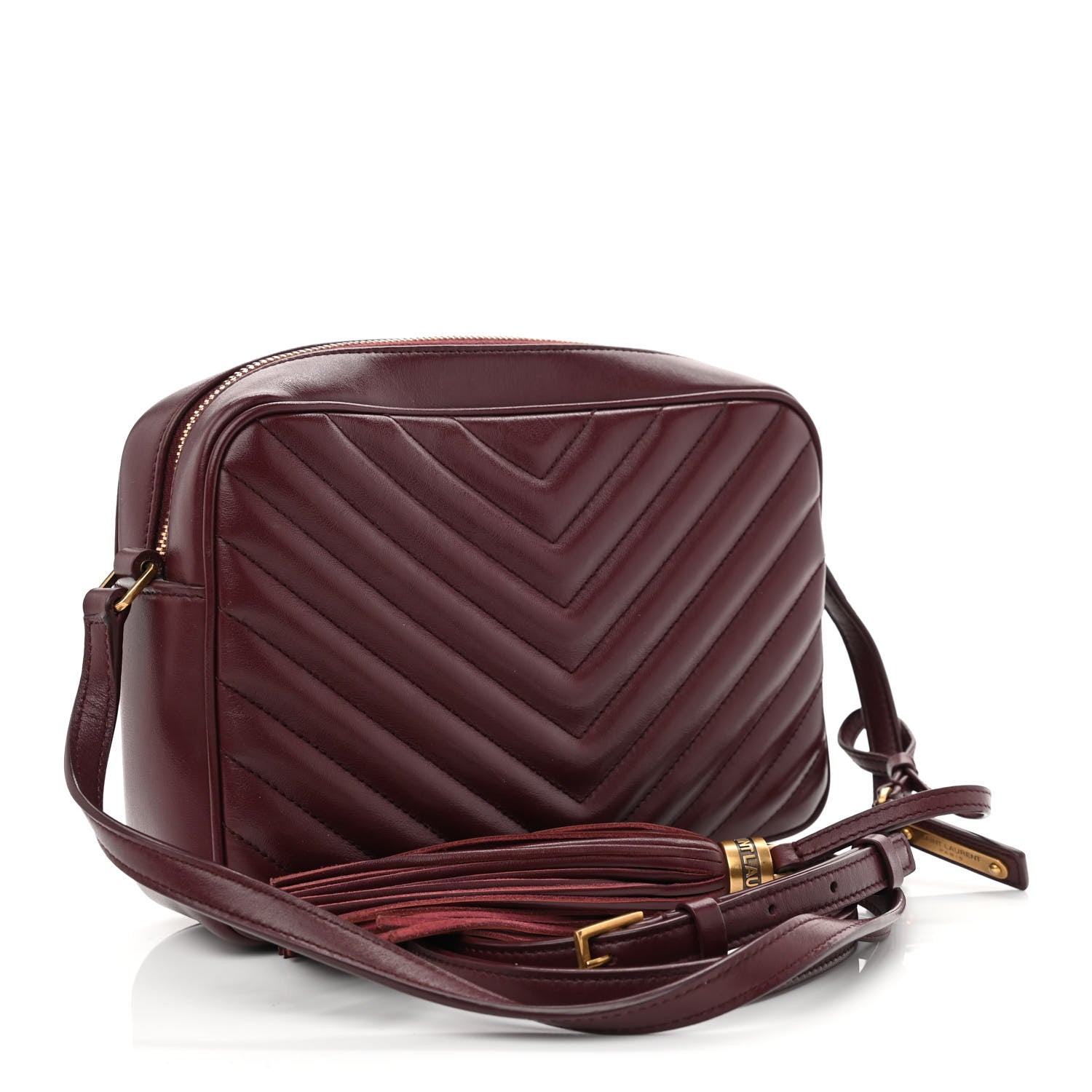 Saint Laurent Calfskin Matelasse Monogram Lou Camera Bag Dark Legion Red 3 of 10