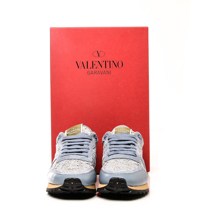 Valentino Garavani Macrame Lace Suede Womens Rockrunner Sneakers 36 Cristall 9 of 9