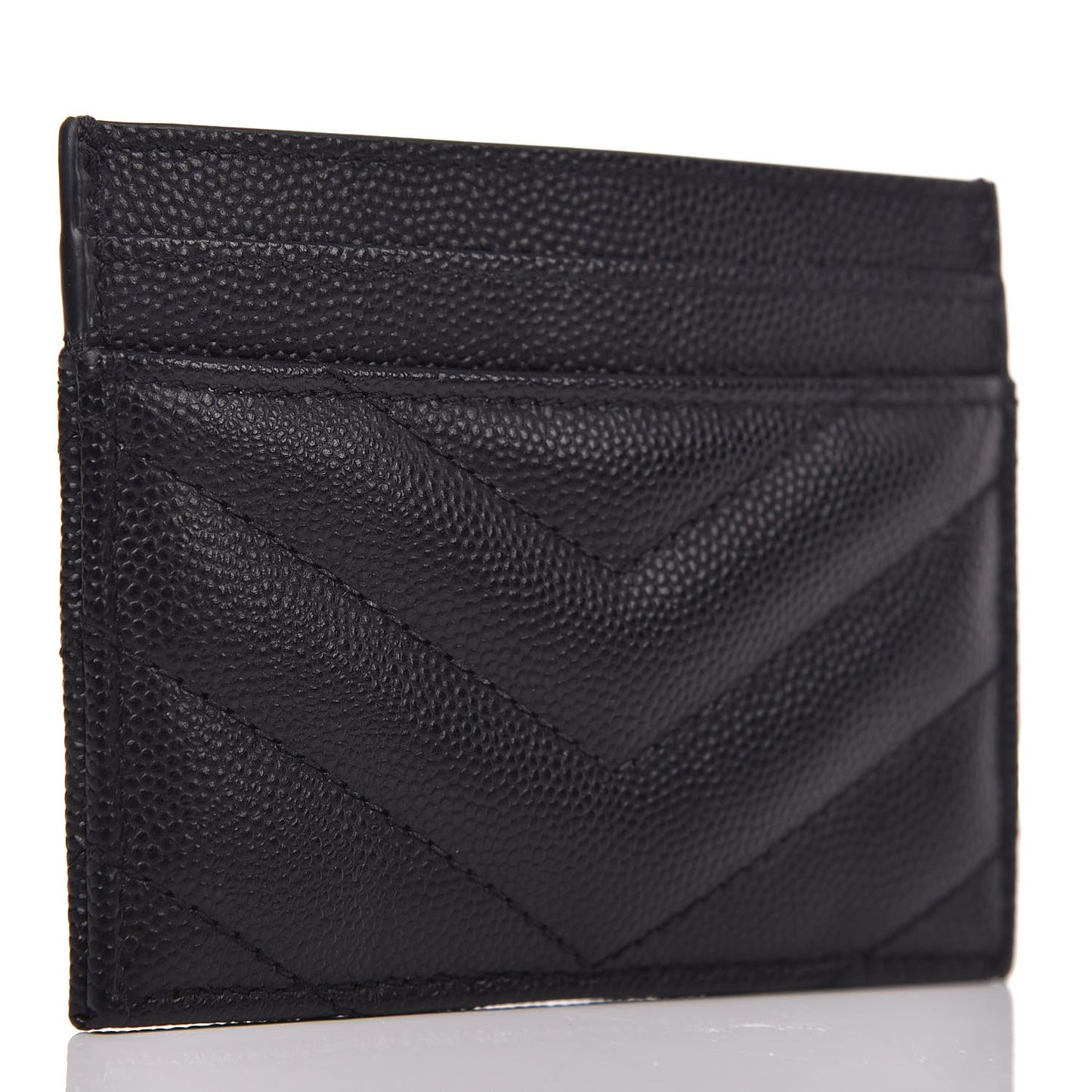 Grain De Poudre Matelasse Chevron Monogram Credit Card Case Black