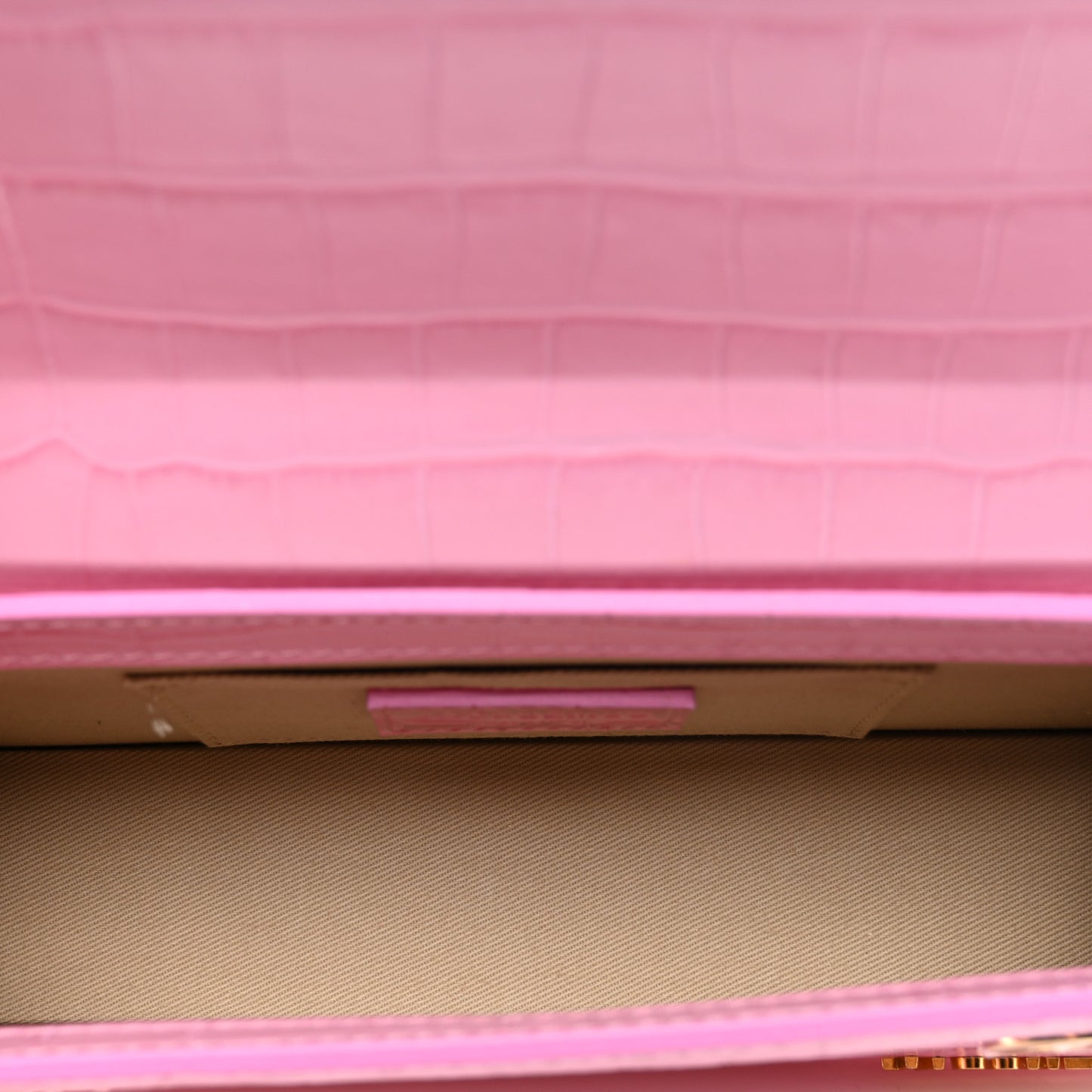 Calfskin Crocodile Embossed Le Chiquito Long Pink