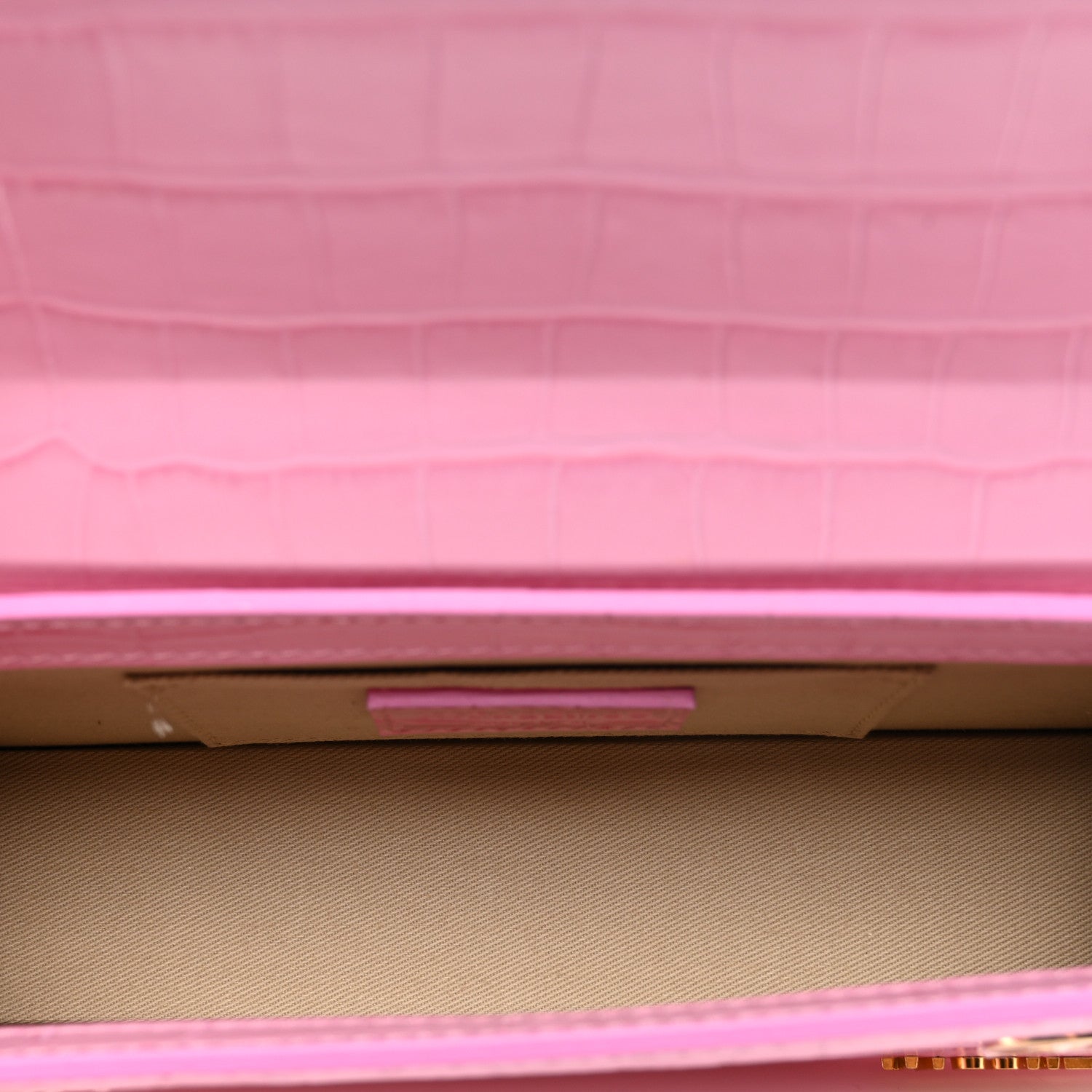 Jacquemus Calfskin Crocodile Embossed Le Chiquito Long Pink 5 of 10
