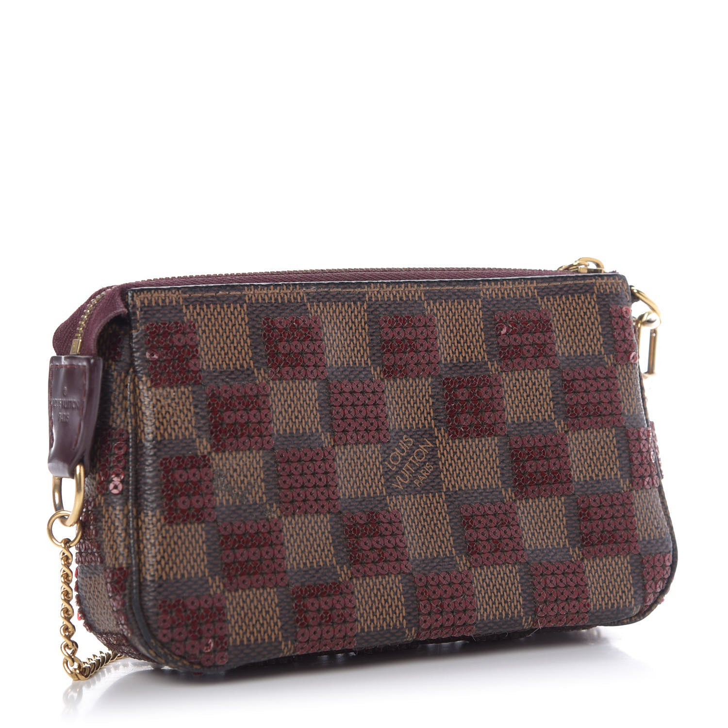 Louis Vuitton Damier Paillettes Mini Pochette Accessories Red 3 of 11