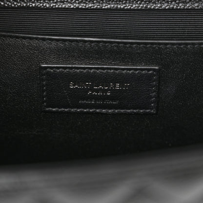 Saint Laurent Grain De Poudre Textured Mixed Matelasse Triquilt Medium Monogram Monochrome Satchel Black 6 of 12