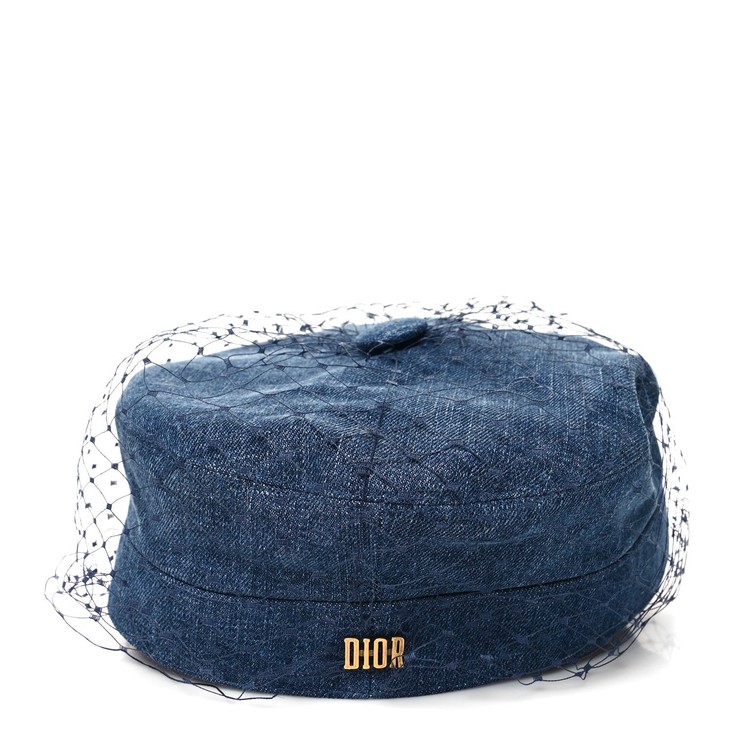 Christian Dior Denim Arty Cap with Veil 58 Blue 4 of 7