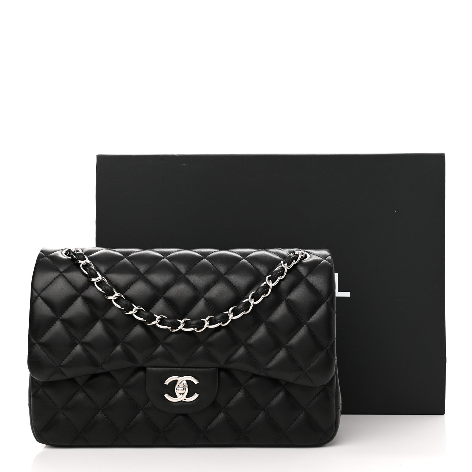Chanel Lambskin Quilted Jumbo Double Flap Black 14 of 14