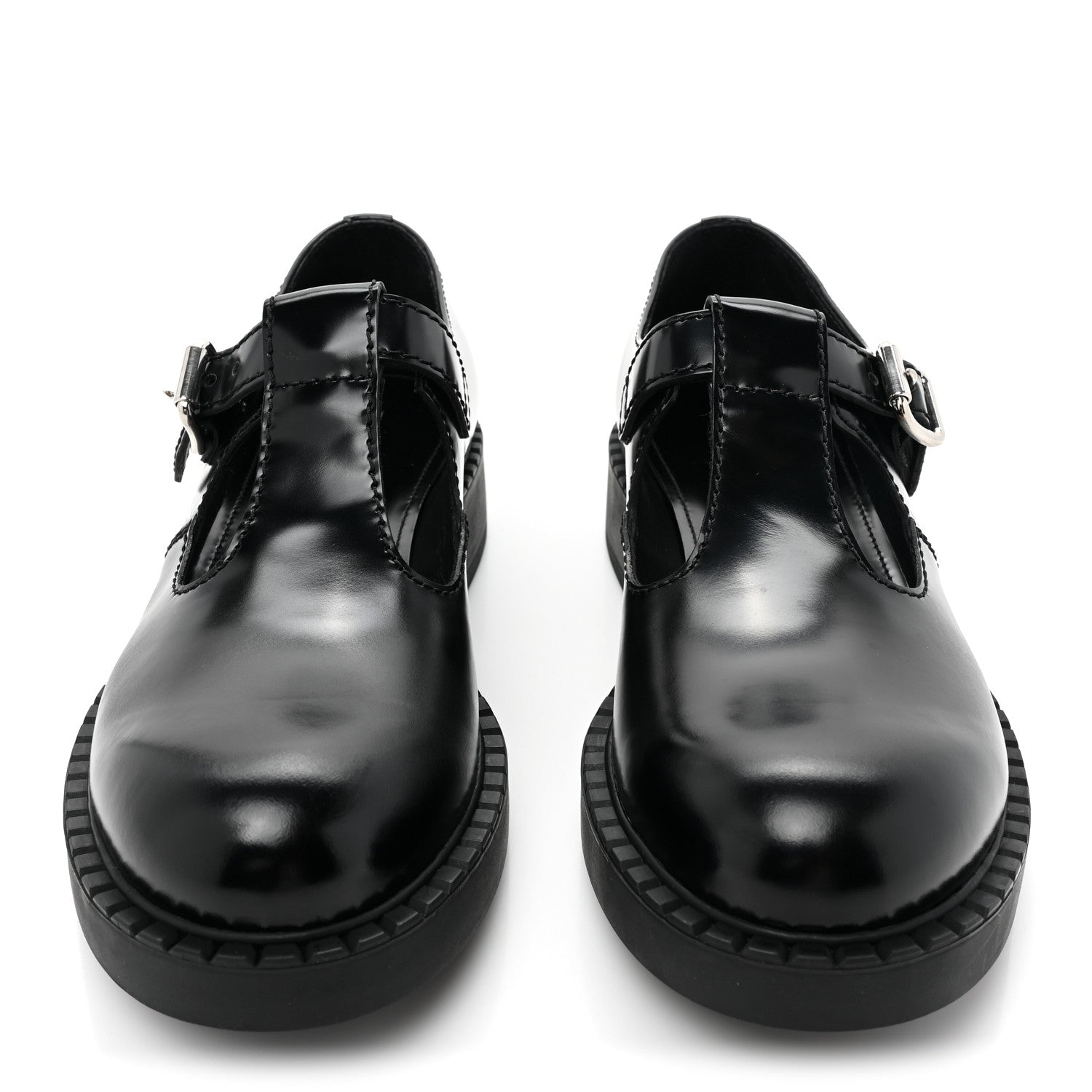 Prada Spazzolato Mary Jane T Strap 40mm Loafers 10.5 Black 2 of 10