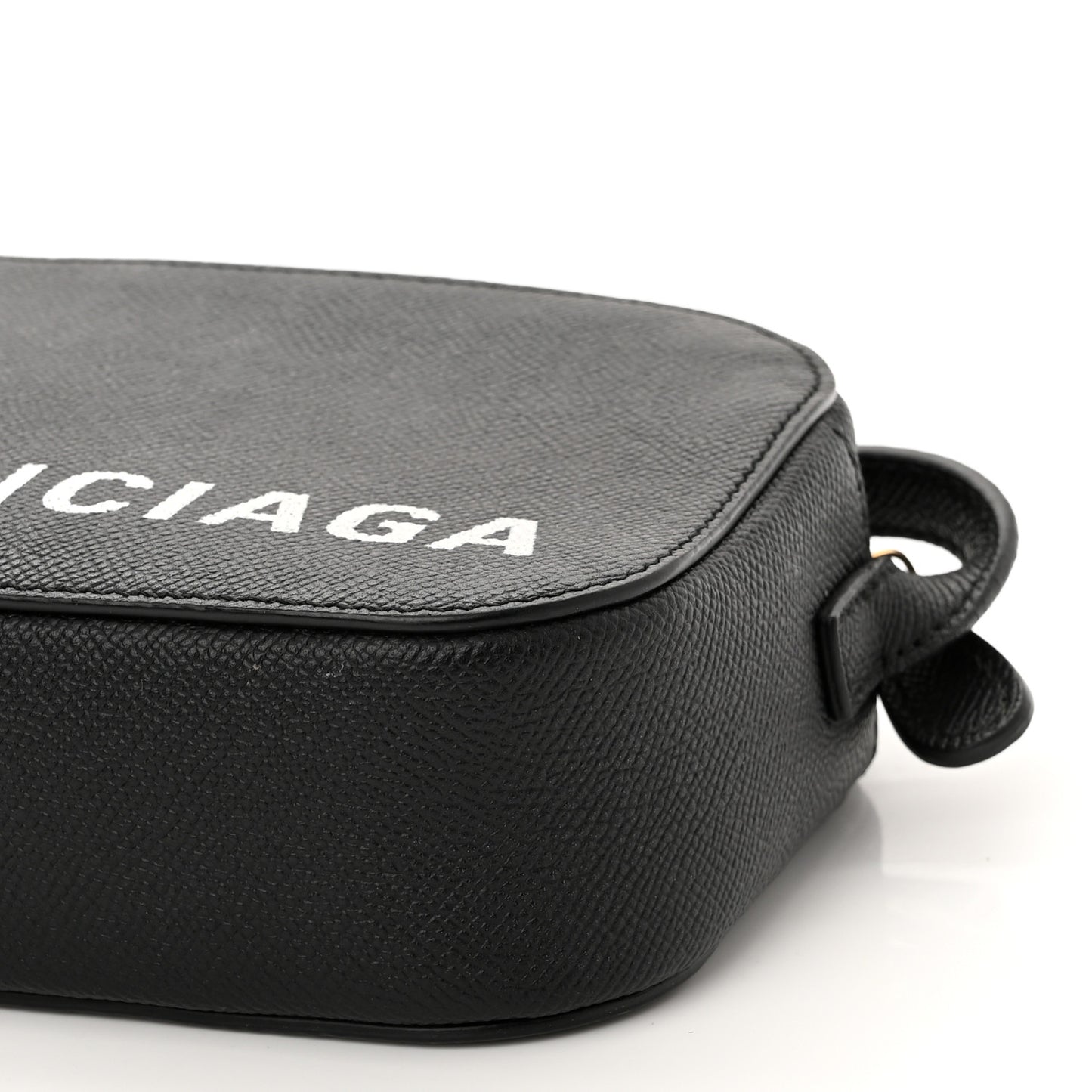 Signature Grained Calfskin Logo XS Ville Camera Bag Black White
