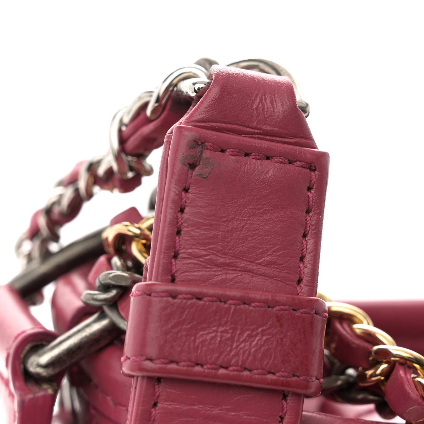 Aged Calfskin Quilted Small Gabrielle Hobo Dark Pink
