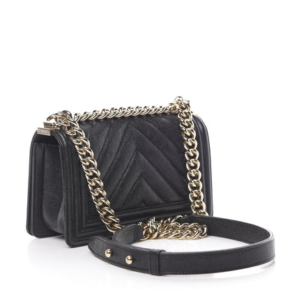 Chanel Caviar Chevron Quilted Small Boy Flap Black 3 of 13