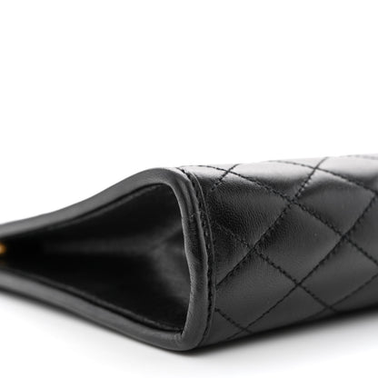 Saint Laurent Lambskin Quilted Monogram Baby Victoire Chain Clutch Bag Black 9 of 11