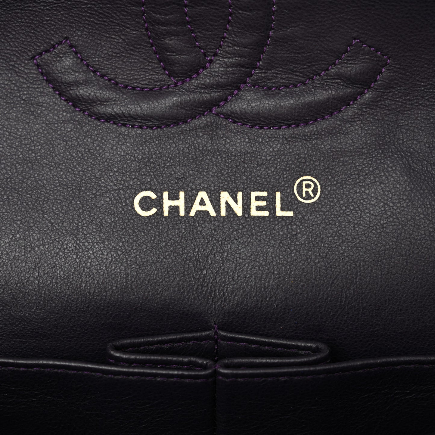 Lambskin Chevron Quilted Small Double Flap Purple