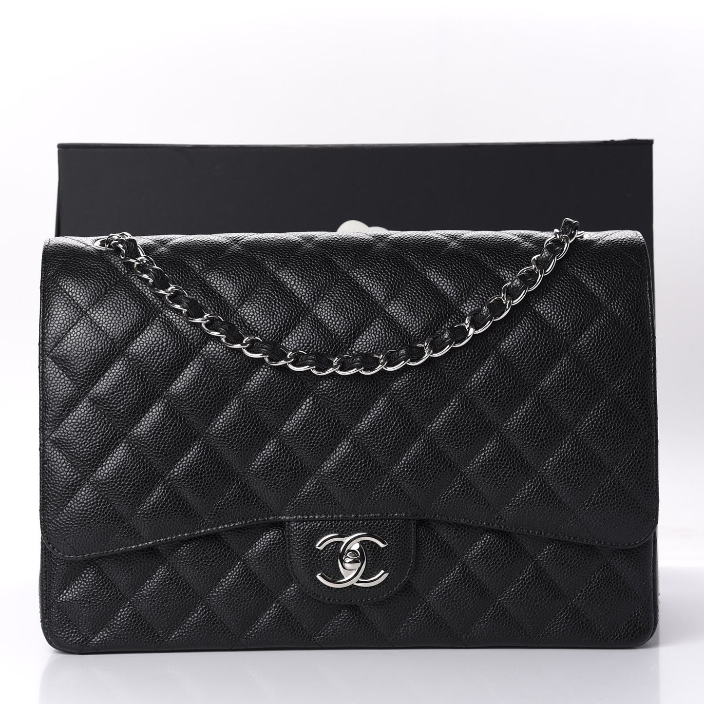 Caviar Quilted Maxi Double Flap Black