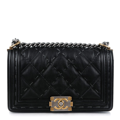 Chanel Calfskin Double Stitch Medium Boy Flap Black 1 of 8