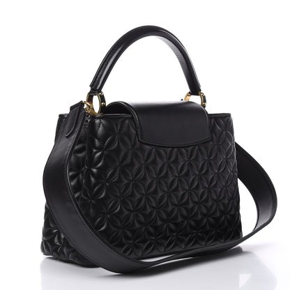 Louis Vuitton Lambskin Quilted Flower Capucines PM Black 3 of 10