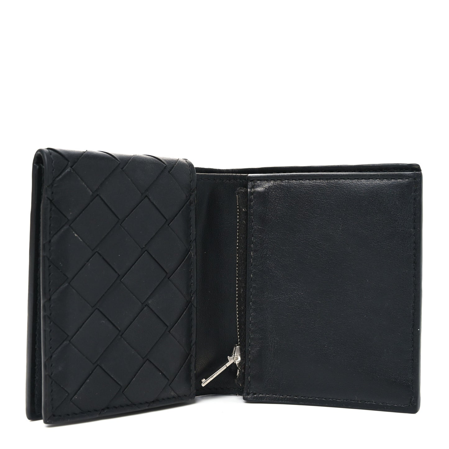 Nappa Maxi Intrecciato Tri-Fold Wallet Black