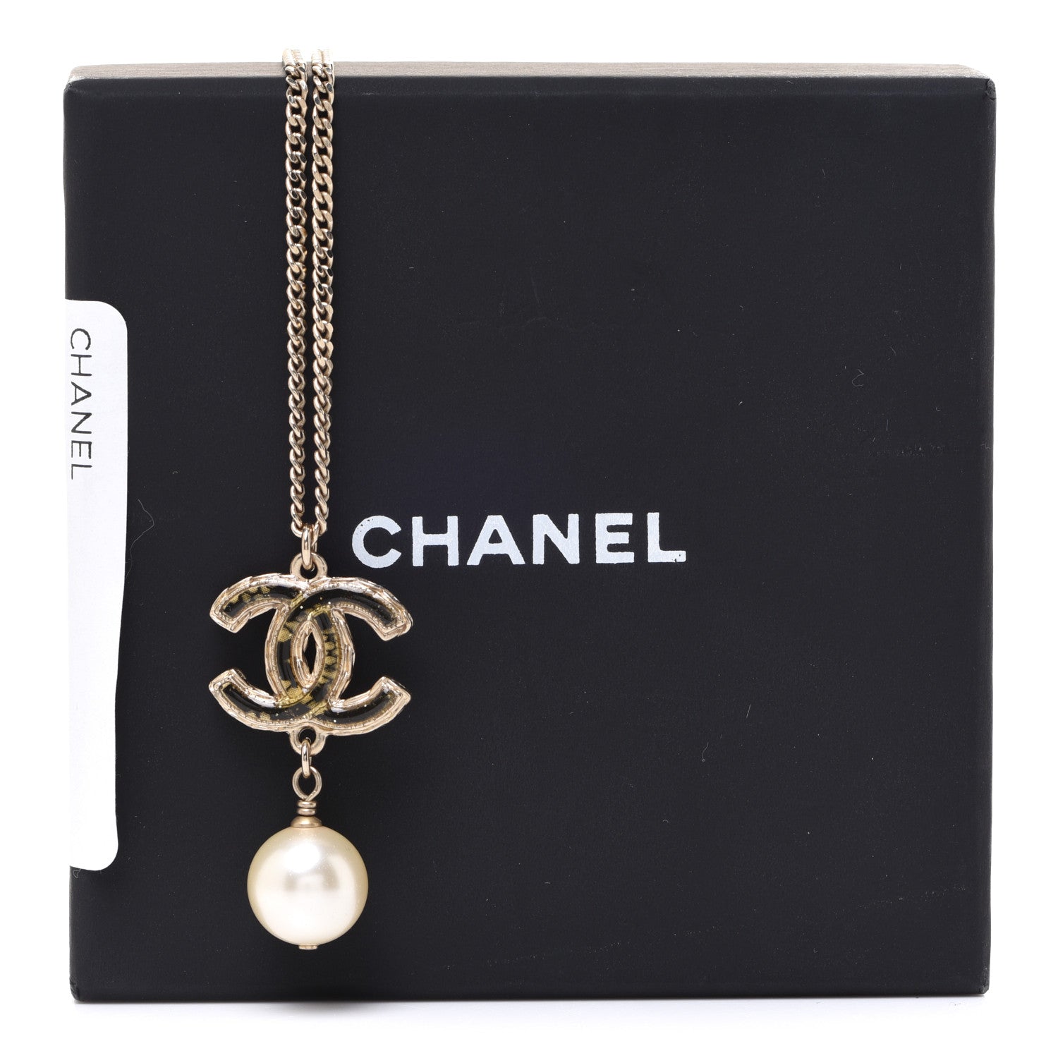 Chanel Enamel Pearl CC Baroque Drop Necklace Black Gold 6 of 6