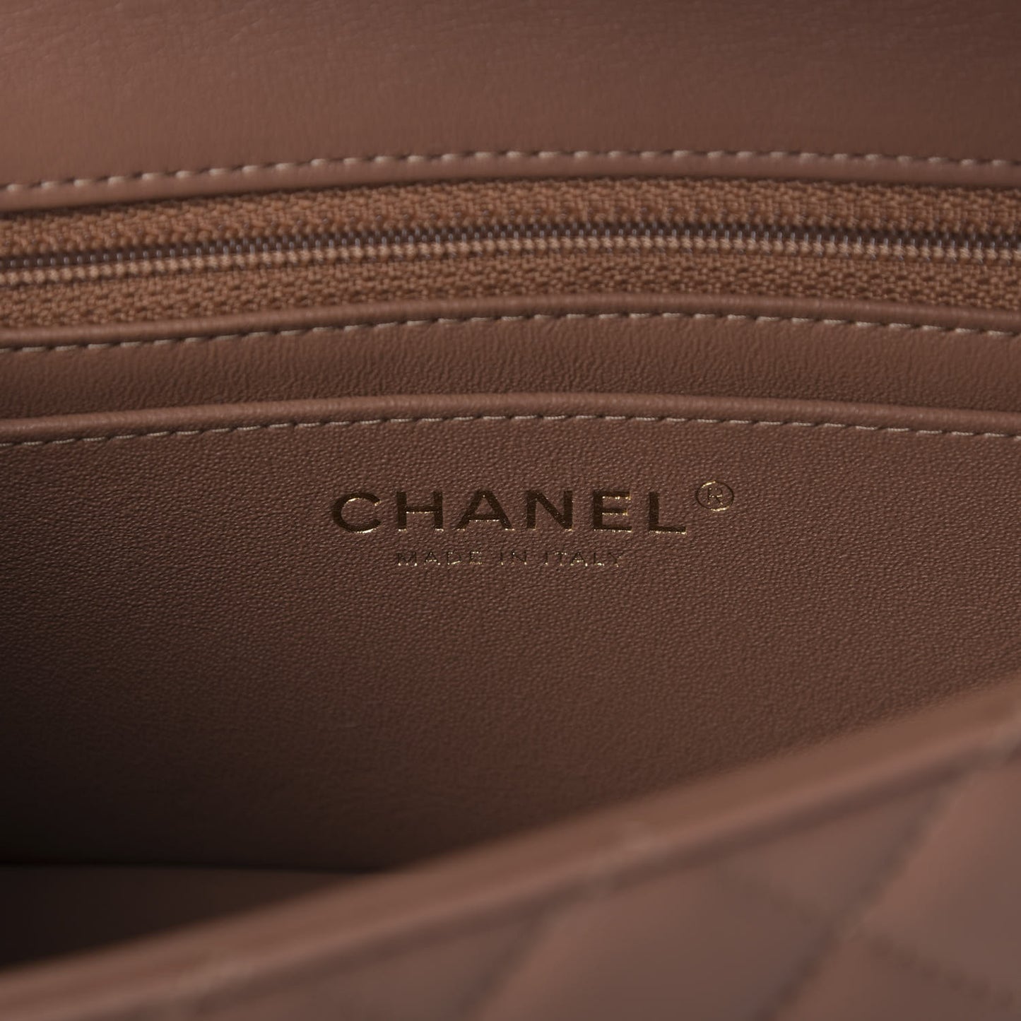 Lambskin Quilted Mini Rectangular Flap Brown