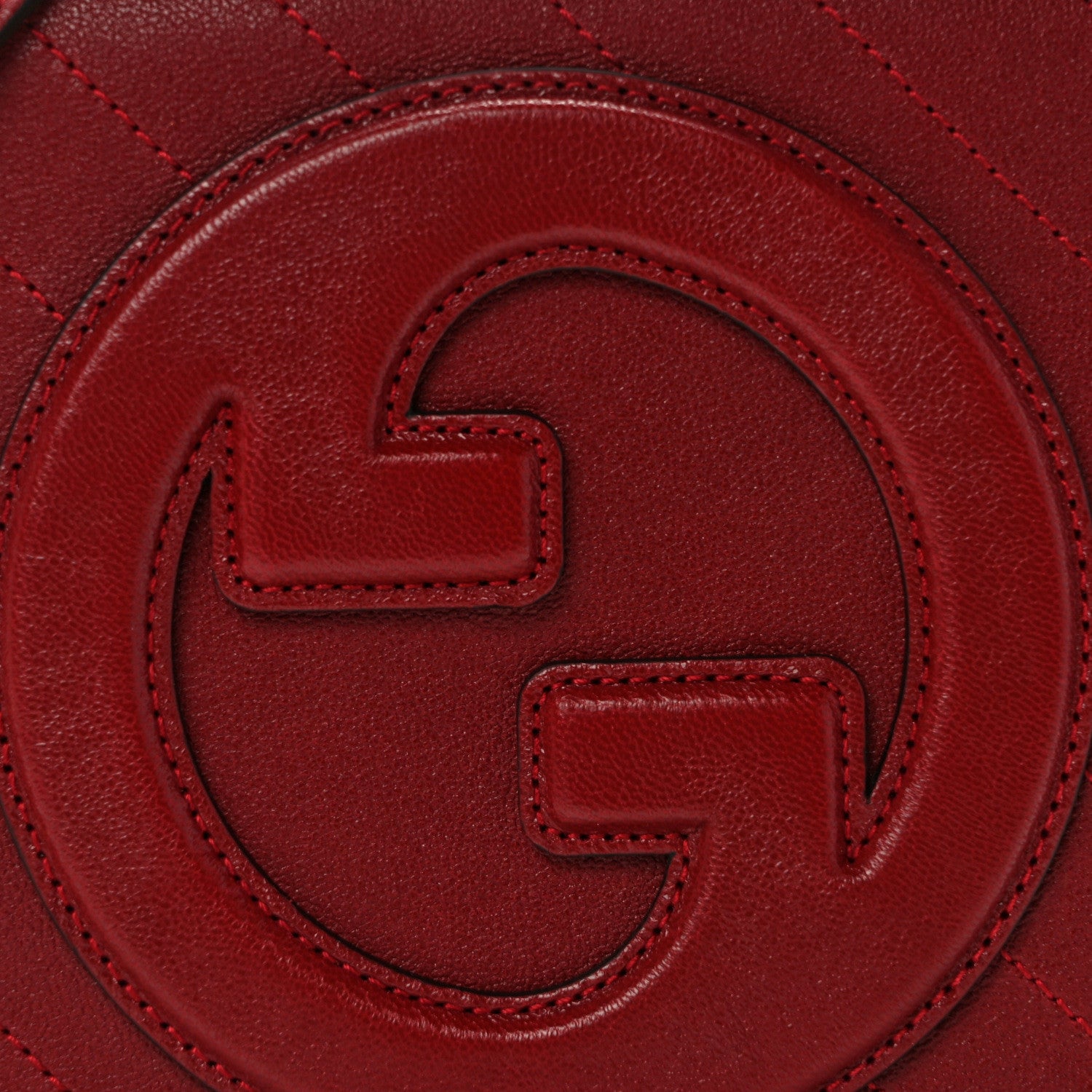 Gucci Sakai Be Green Calfskin Diagonal Stitched Small Blondie Shoulder Bag Rosso 7 of 12