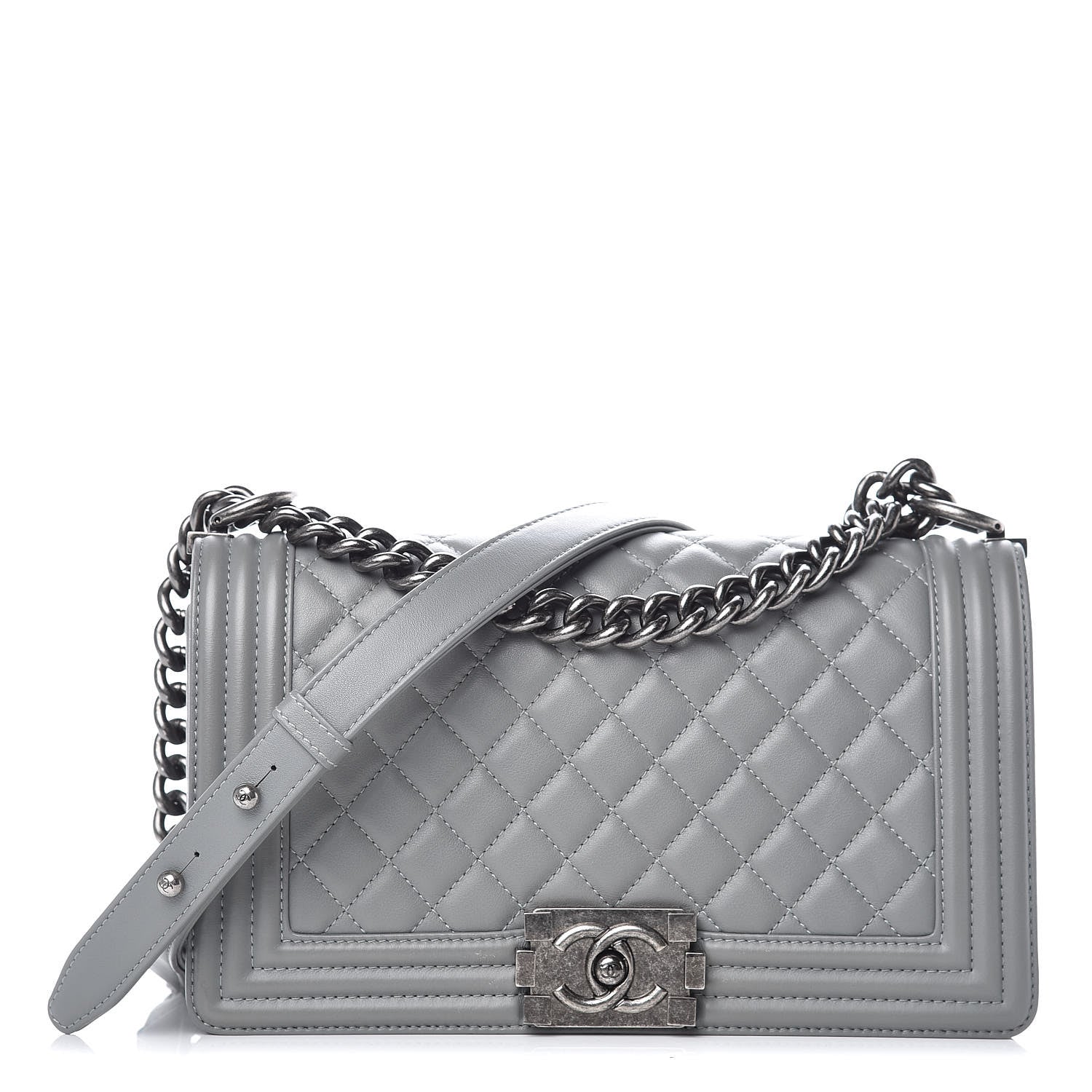 Chanel Lambskin Quilted Medium Boy Flap Grey 1 of 9
