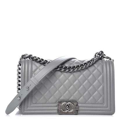 Chanel Lambskin Quilted Medium Boy Flap Grey 1 of 9