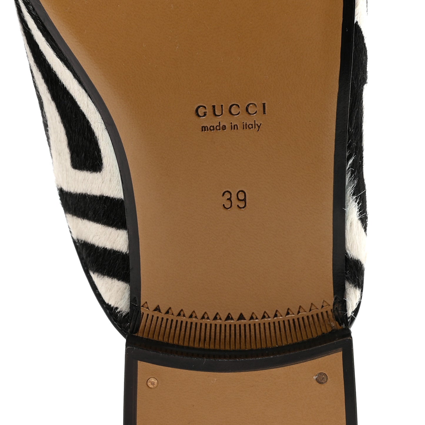 Calf Hair Zebra Print Womens Princetown Slippers 39 Natural Black