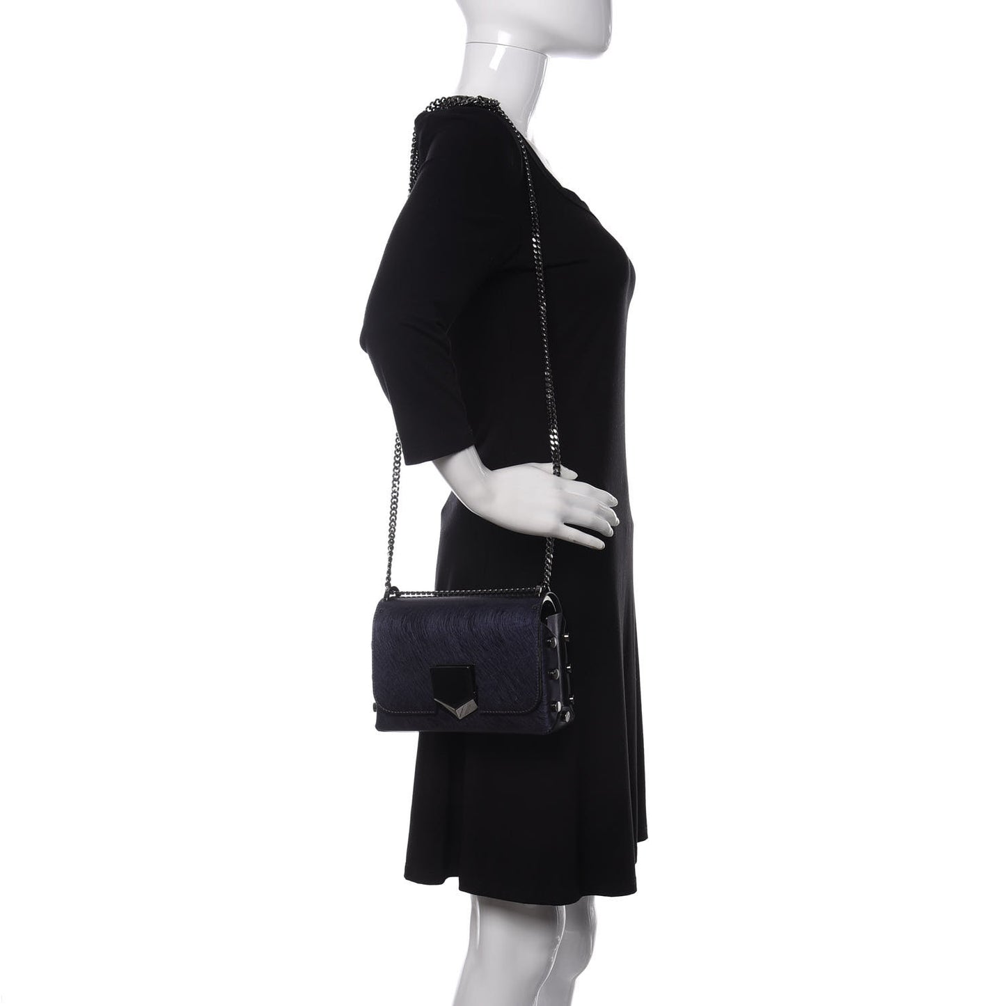 Metallic Calfskin Lockett Petite Shoulder Bag Purple