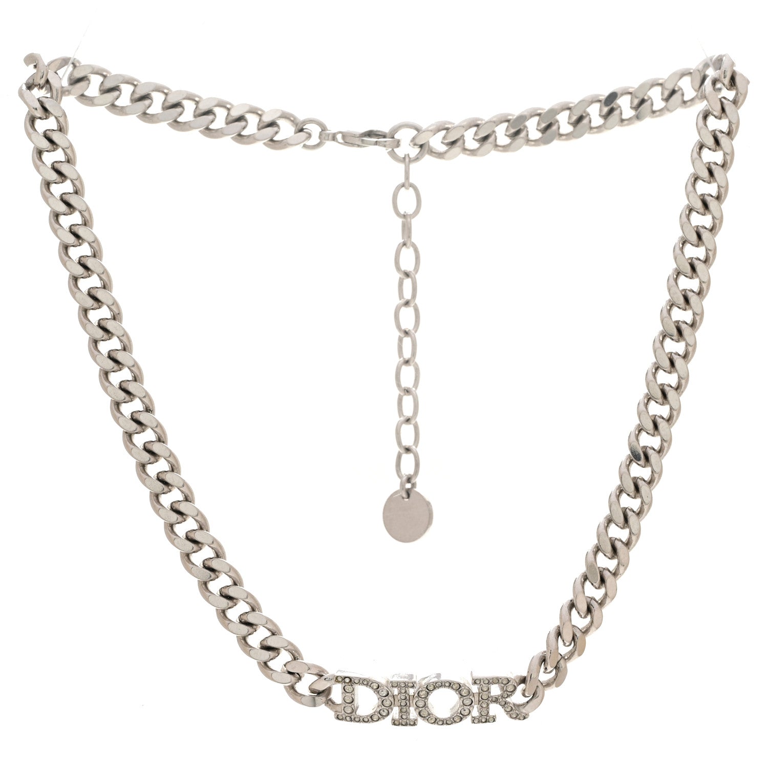 祝日セールrippmonster正解のないsilver chain choker Christian Dior Metal Crystal Chain Choker Necklace Silver 1843260