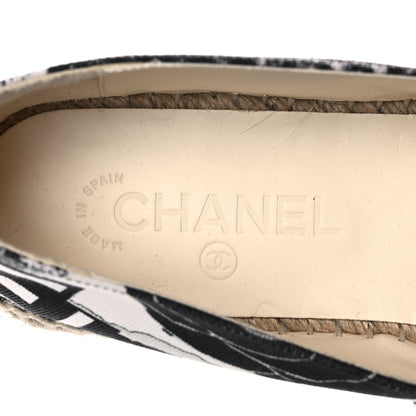 Chanel Printed Canvas Grosgrain 31 Rue Cambon Espadrilles 40 Black White 9 of 9