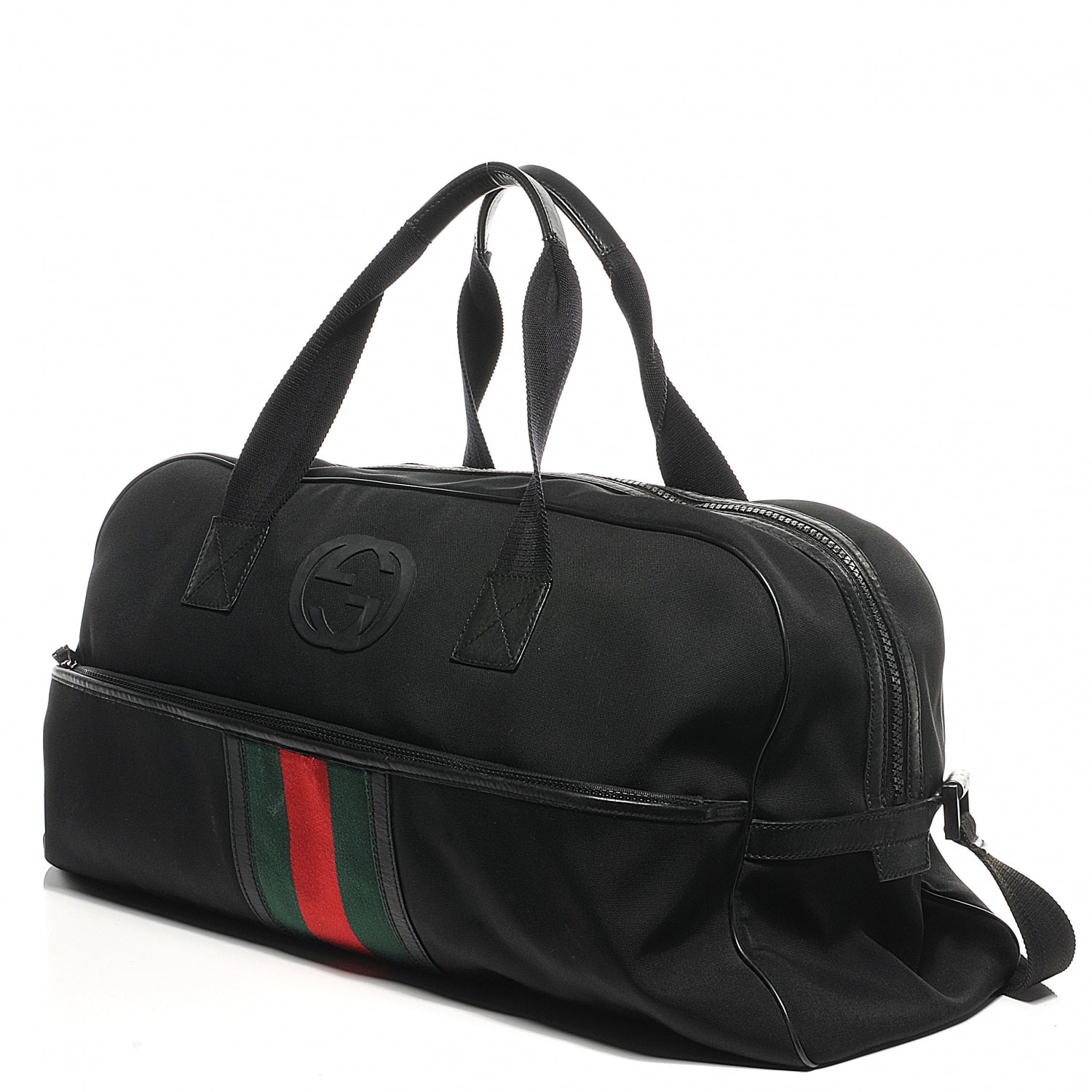 Gucci Canvas Large Parana Web Duffle Bag Black 4 of 11