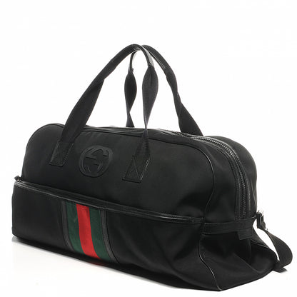 Gucci Canvas Large Parana Web Duffle Bag Black 4 of 11