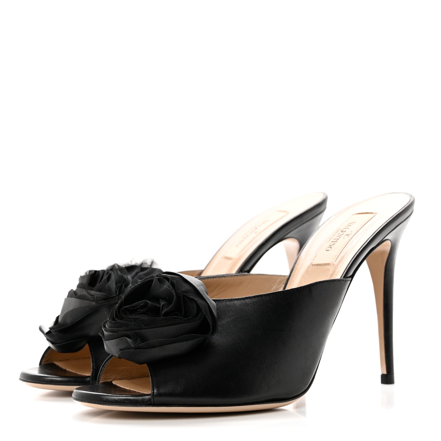 Nappa Rose Slide Sandals 40.5 Black