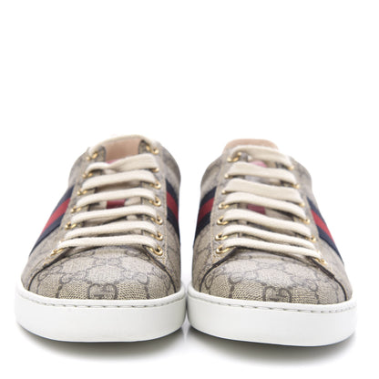 Gucci GG Supreme Monogram Womens Ace Low-Top Sneaker 37.5 Beige 2 of 9