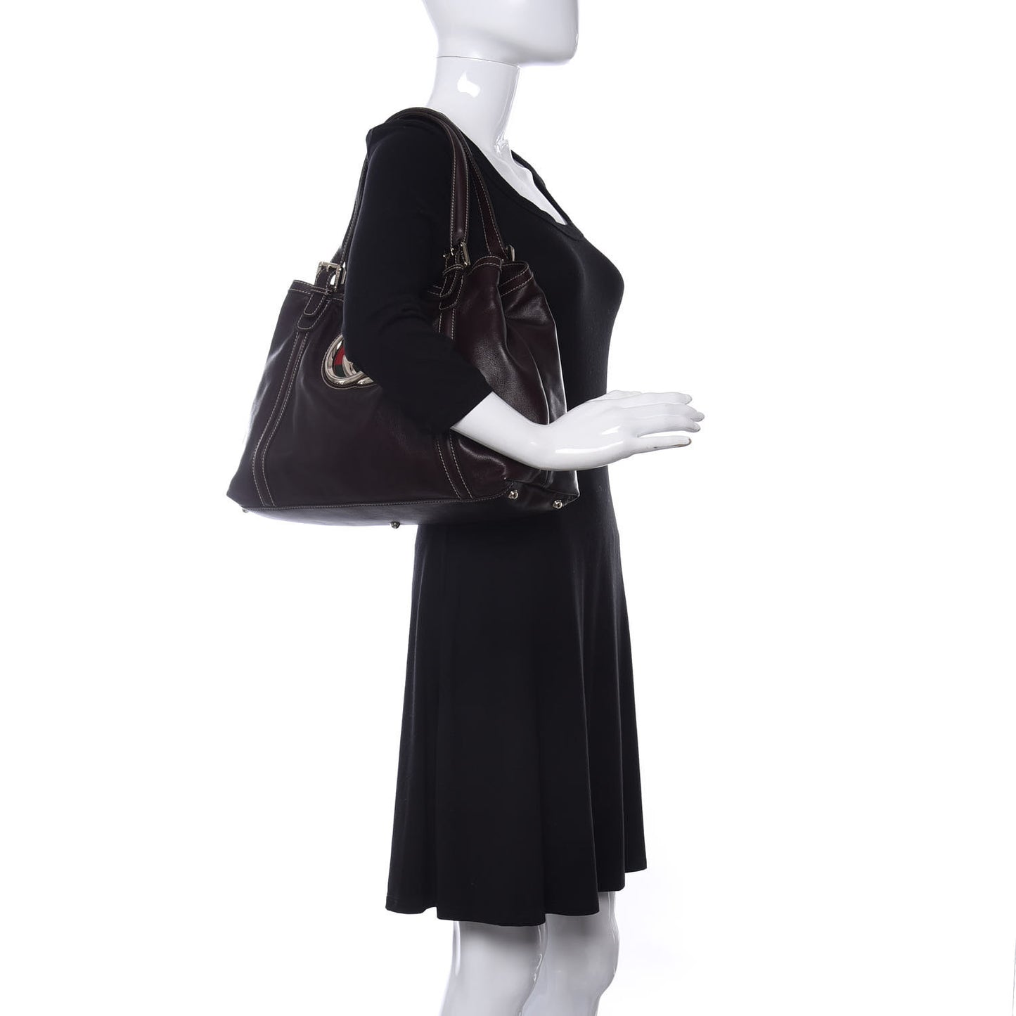 Calfskin Medium Britt Tote Dark Brown