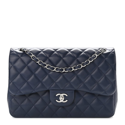 Chanel Lambskin Quilted Jumbo Double Flap Navy Blue 1 of 11