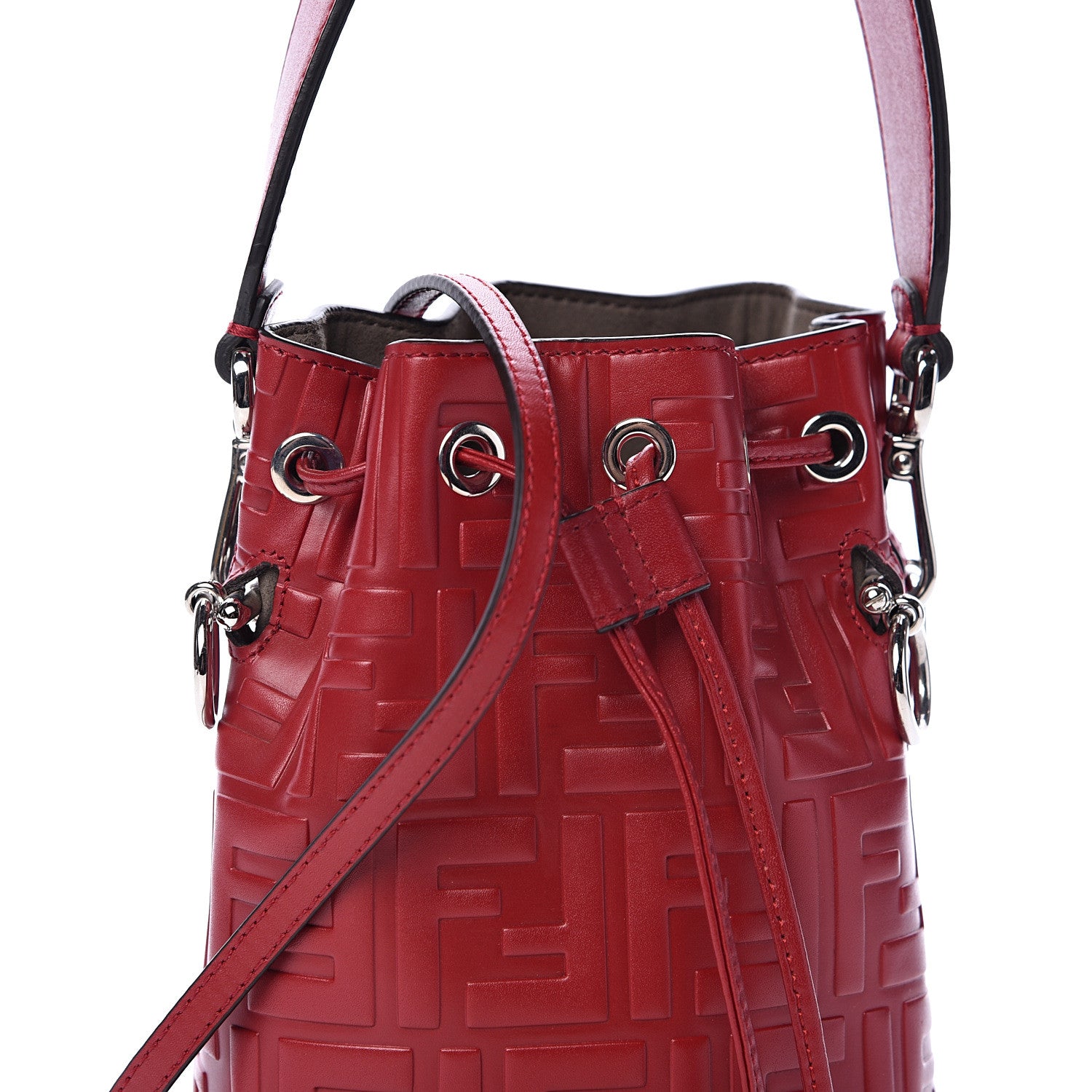Fendi Vitello Liberty F is Fendi FF 1974 Embossed Mini Mon Tresor Bucket Bag Fragola 8 of 12