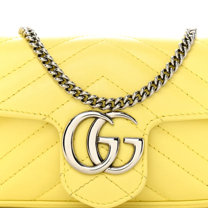 Gucci Calfskin Matelasse Super Mini GG Marmont Shoulder Bag Banana 8 of 11