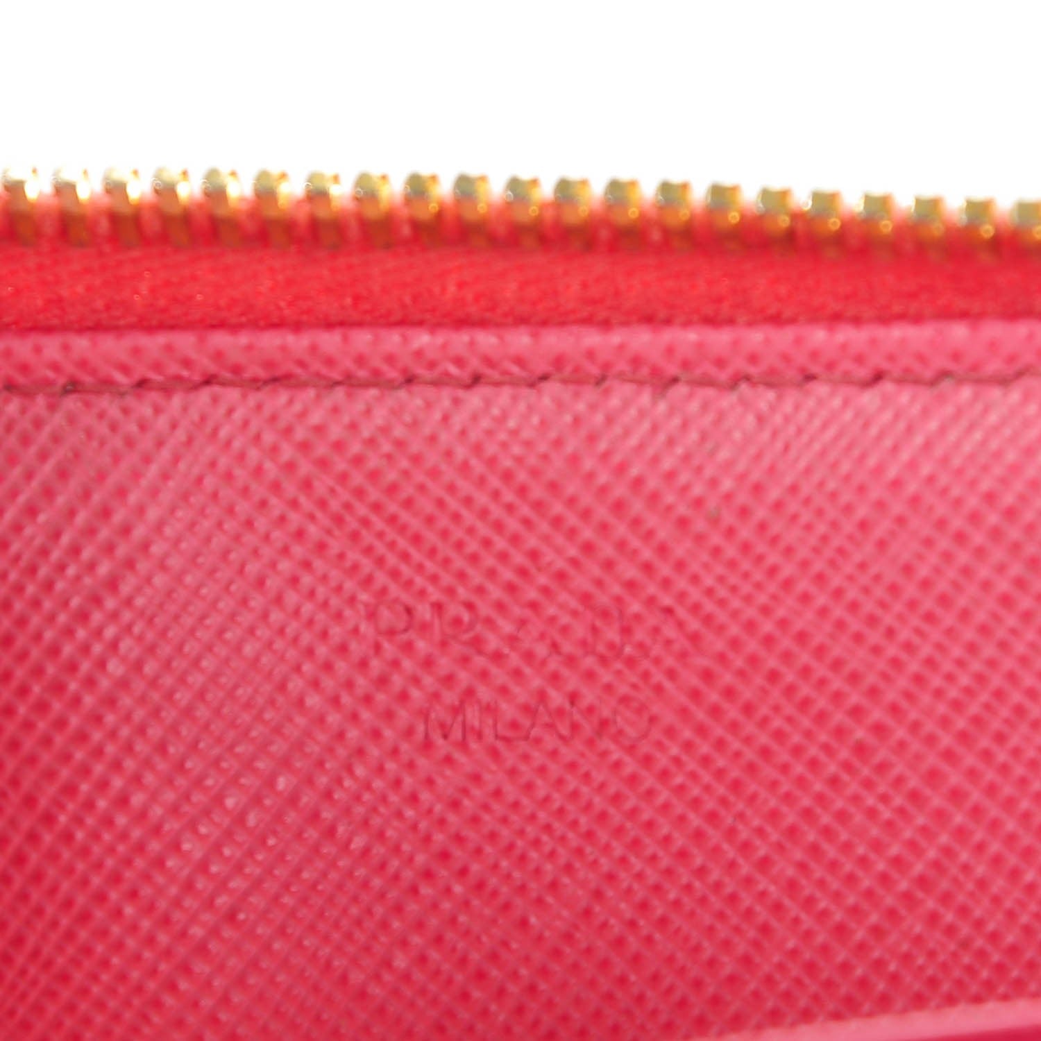 Prada Saffiano Metal Zip Around Wallet Geranio 7 of 9