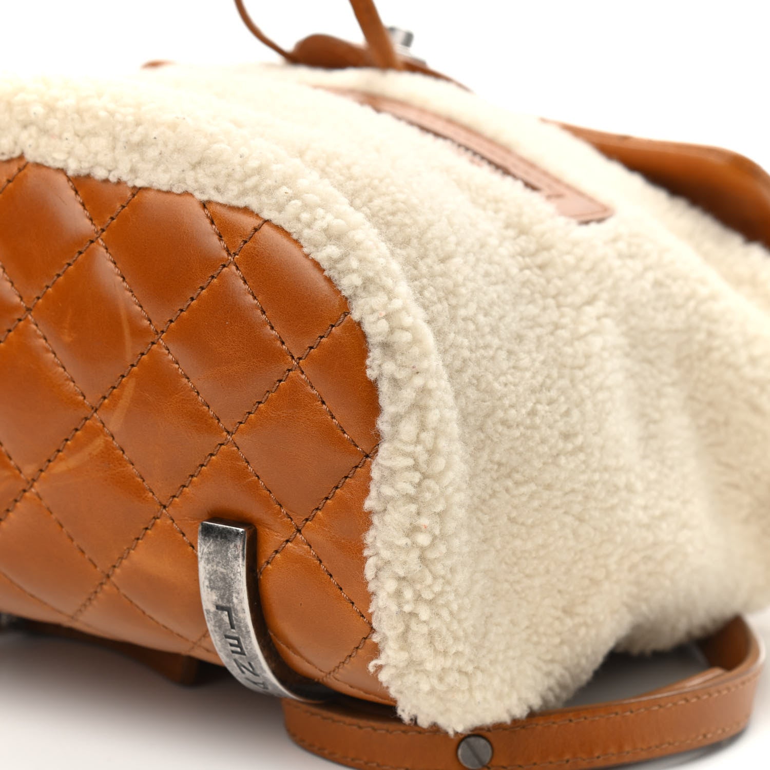 Chanel Glazed Calfskin Shearling Quilted Small Mountain Backpack Brown 8 of 10