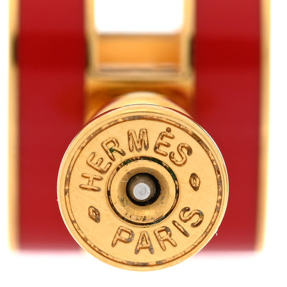 Hermes Gold Lacquered Pop H Earrings Rouge Vif 4 of 5