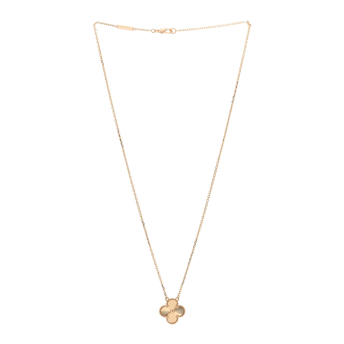 18K Yellow Gold Guilloche Vintage Alhambra Pendant Necklace