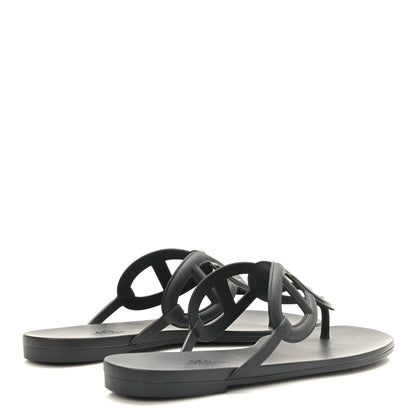 Hermes Rubber Womens Egerie Sandals 41 Black 4 of 8