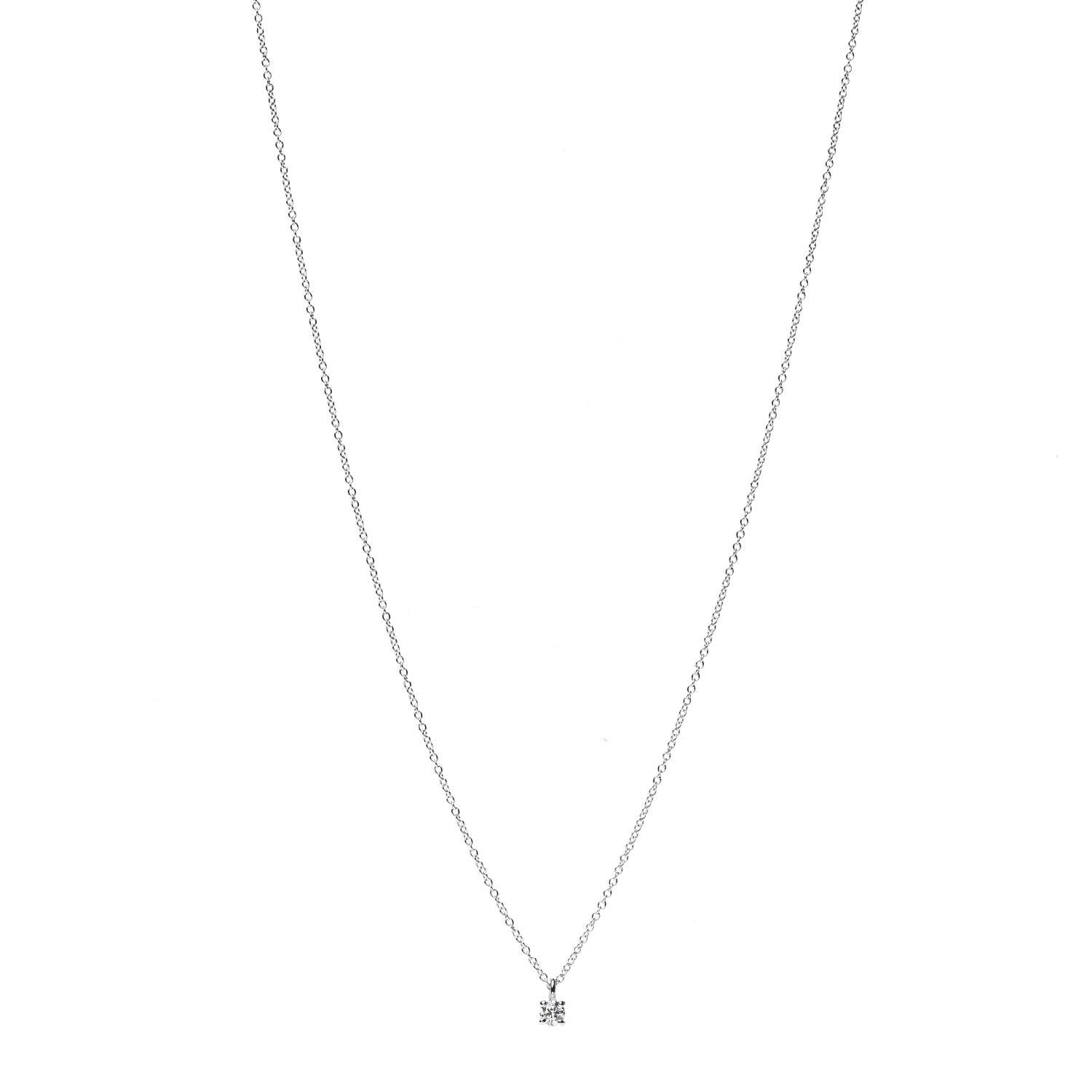 Tiffany Platinum Diamond .12ct Solitaire Pendant Necklace 1 of 6