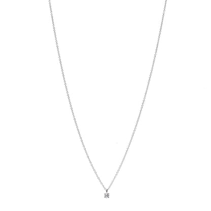 Tiffany Platinum Diamond .12ct Solitaire Pendant Necklace 1 of 6