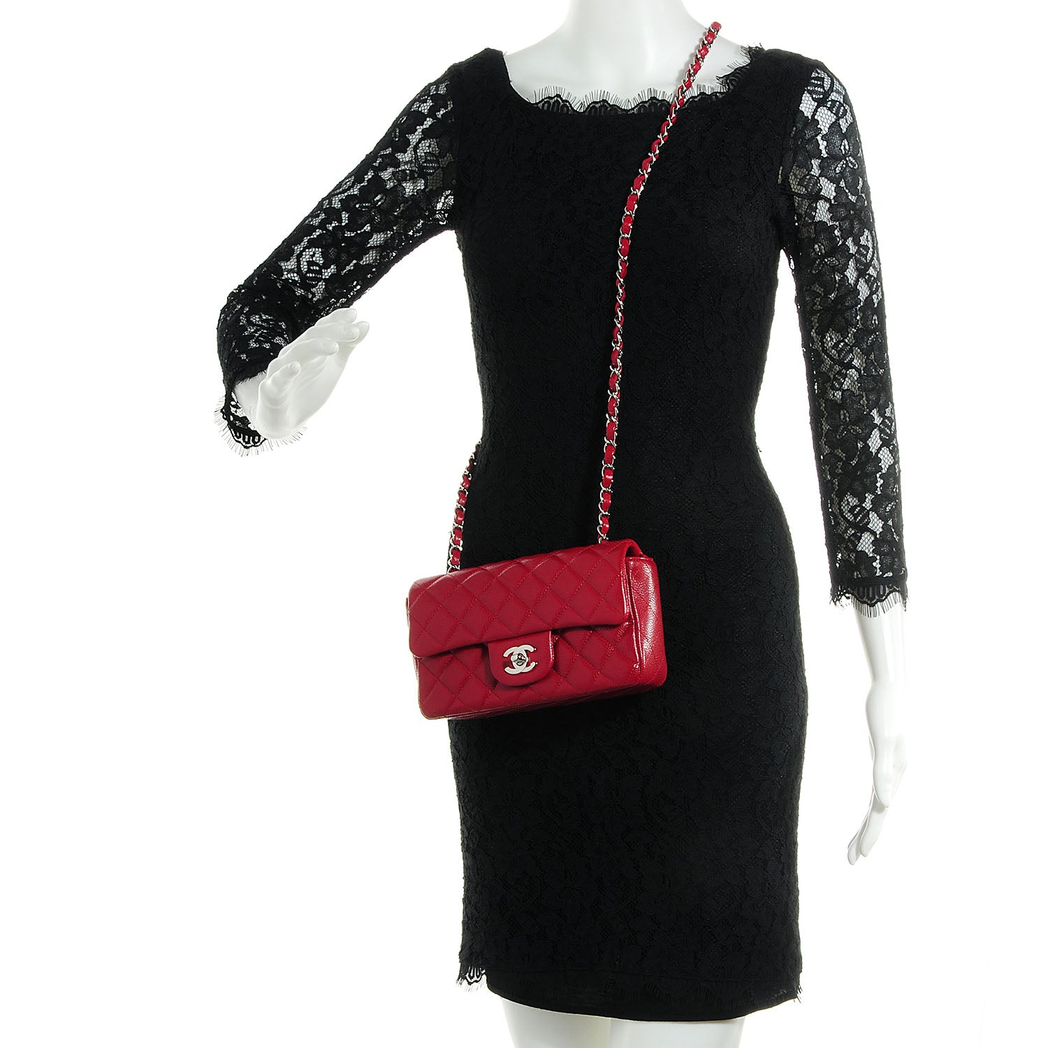 Chanel Caviar Quilted Mini Flap Red 2 of 9